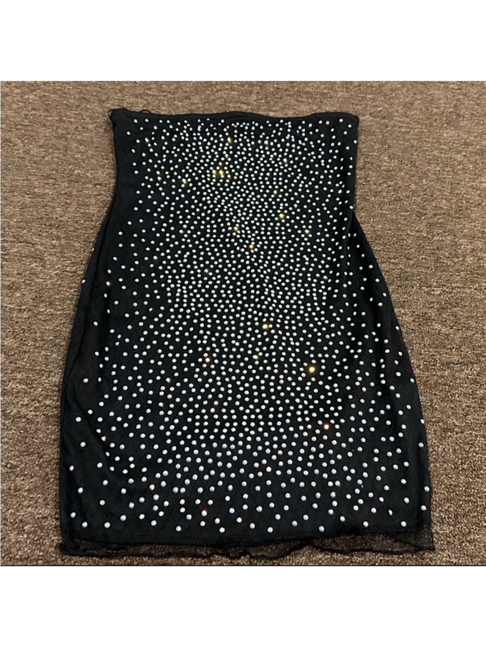 Fashion Nova Black Strapless Rhinestone Bodycon Dress